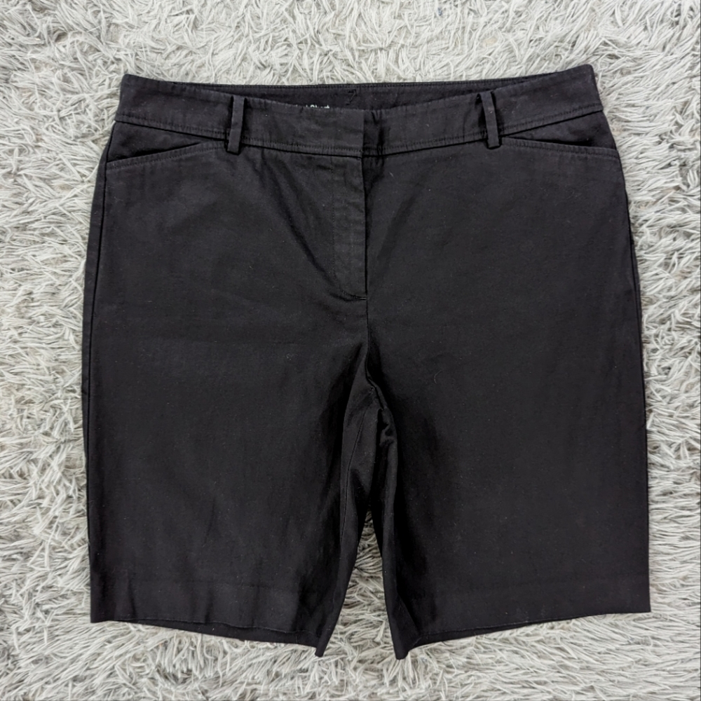 Talbots Perfect Shorts Women's 14 Black Bermuda High Waist Stretch